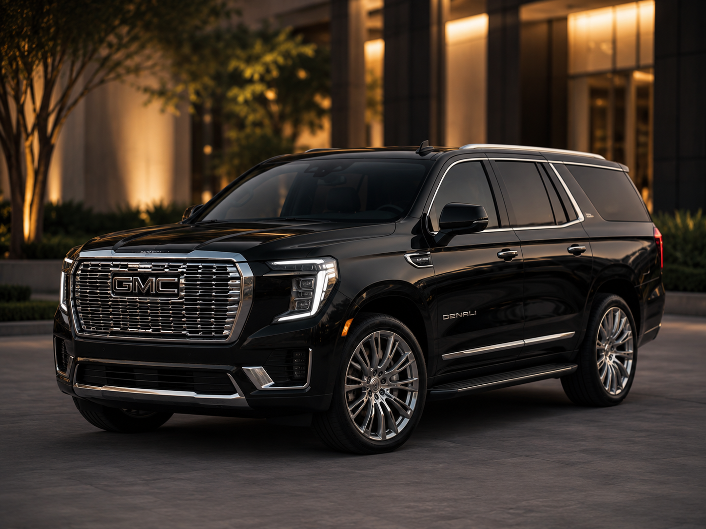 2026 GMC Yukon Denali — black luxury SUV professional exterior